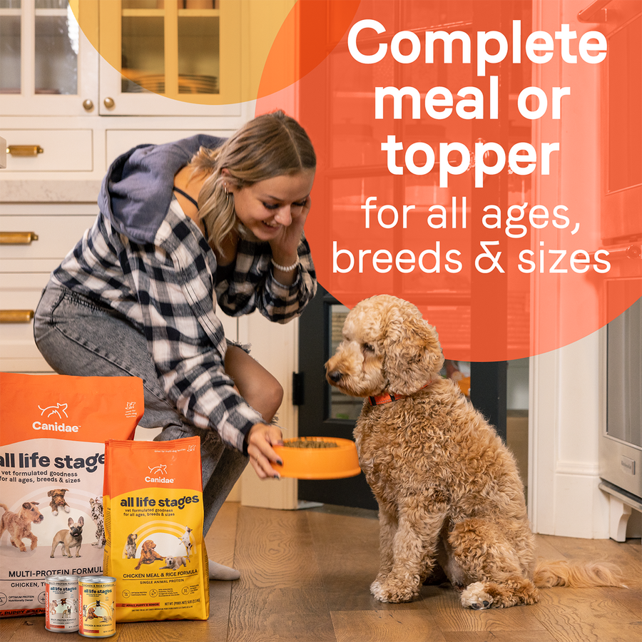 Complete meal or topper for all ages, breed and sizes with Canidae All Life Stages