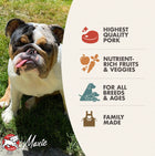 * Highest Quality Pork
* Nutrient-Rich Fruits & Veggies
* For All Breeds & Ages
* Family Made