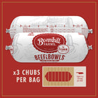 x3 chubs per bag and serving size recommendation of Fromm Bonnihill Farms Beefibowls Frozen Dog Food