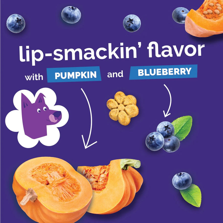 Lip-Smackin' flavor with Pumpkin & Blueberry.