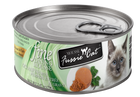 Front can of Fussie Cat Dining Mousse Ocean Fish with Pumpkin in Gravy Cat Food Can 2.47oz
