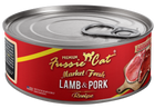 Front can of Fussie Cat Market Fresh Lamb and Pork Recipe Canned Cat Food