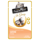 Front pouch of Fussie Cat Sardines in Gravy Cat Food Pouch 2.47oz
