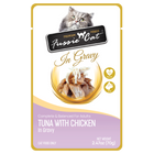 Front pouch of Fussie Cat Tuna with Chicken in Gravy Cat Food Pouch 2.47oz