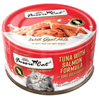 Front can of Fussie Cat Tuna with Salmon Formula in Goat Milk Gravy Cat Food 2.47oz