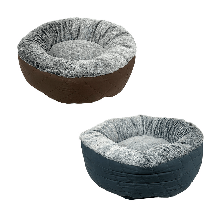 Brown and Gray Happy Tails Donut Cuddler Dog Bed, 24" x 24"