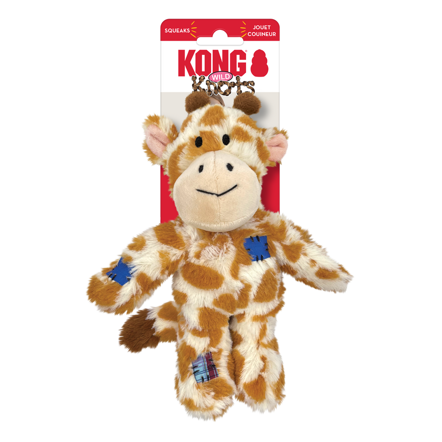 Front packaging of KONG Wild Knots Giraffe Dog Toy