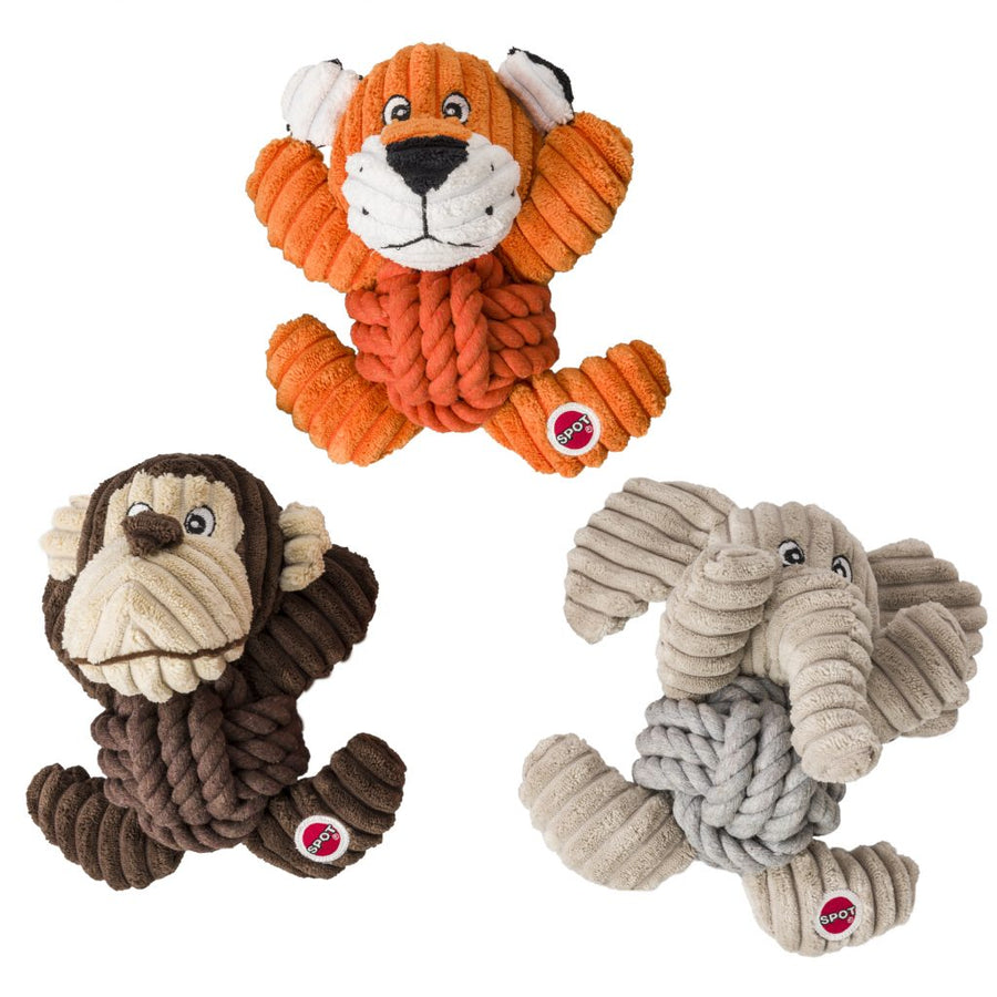 Tiger, Monkey & Elephant Spot Knot for Nothin' Dog Toy