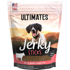 Front pouch of Ultimates Jerky Sticks with Beef Dog Treats 7oz