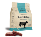 Front bag of Vital Essentials Frozen Raw Beef Entree Patties Dog Food 6 lbs