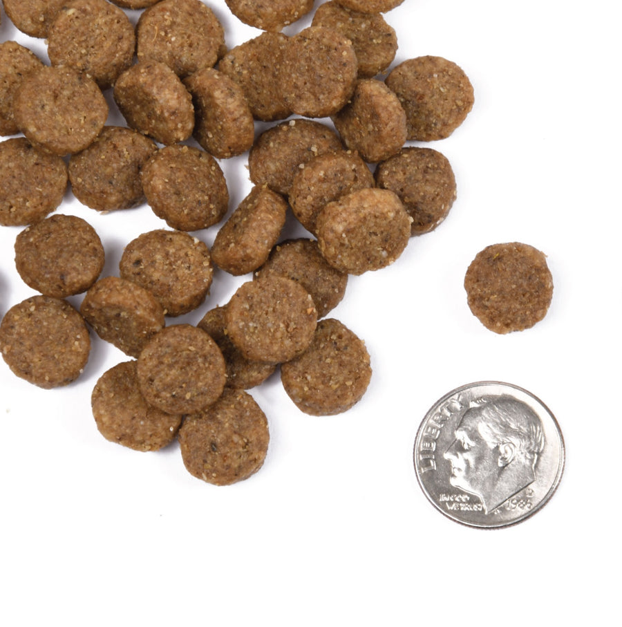 A size for every dog. Kibble approximately 2/3rds size of a dime.