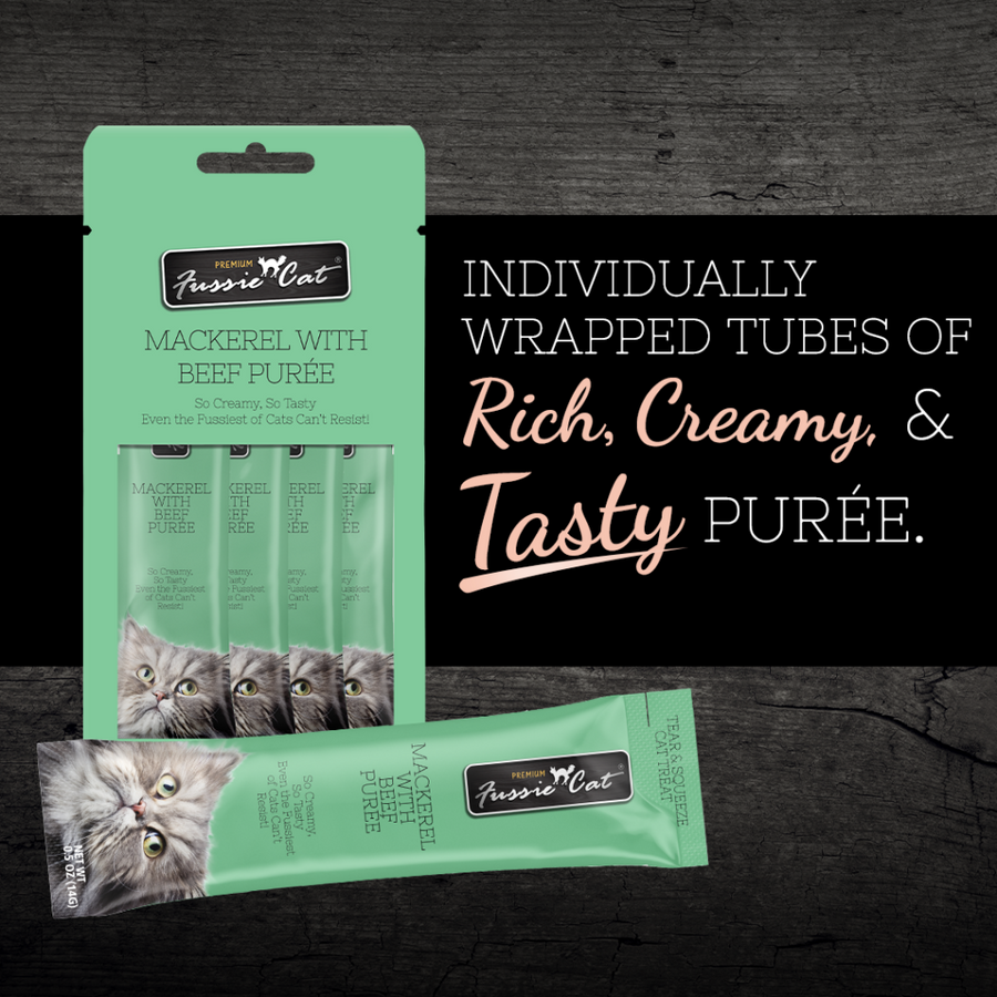 Fussie Cat Puree Mackerel with Beef Cat Treat