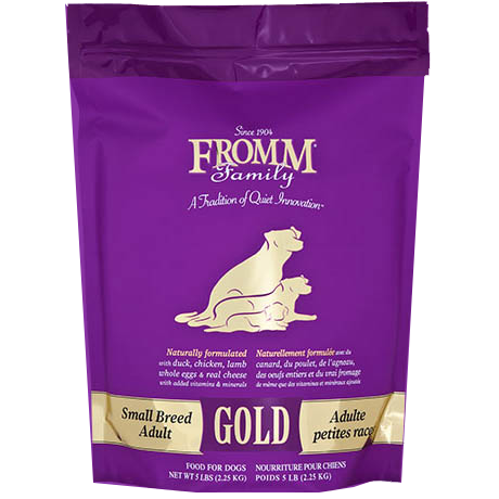 Fromm Small Breed Adult Gold Food for Dogs front of bag.