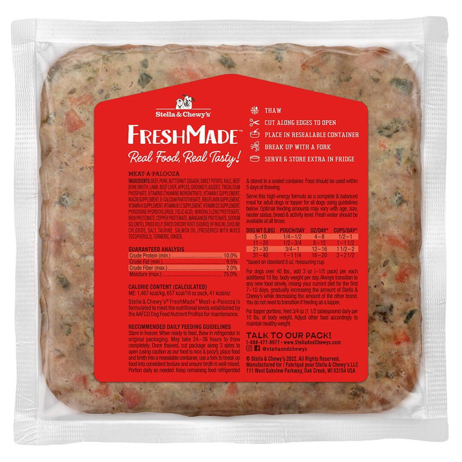 Stella & Chewy's FreshMade Meat-a-Palooza Gently Cooked Beef & Pork Frozen Dog Food
