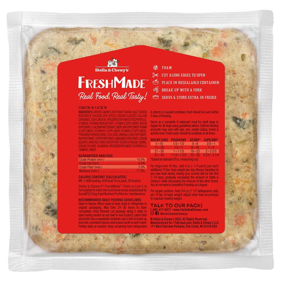 Stella & Chewy's FreshMade Chick-a-lick'n Gently Cooked Chicken Frozen Dog Food