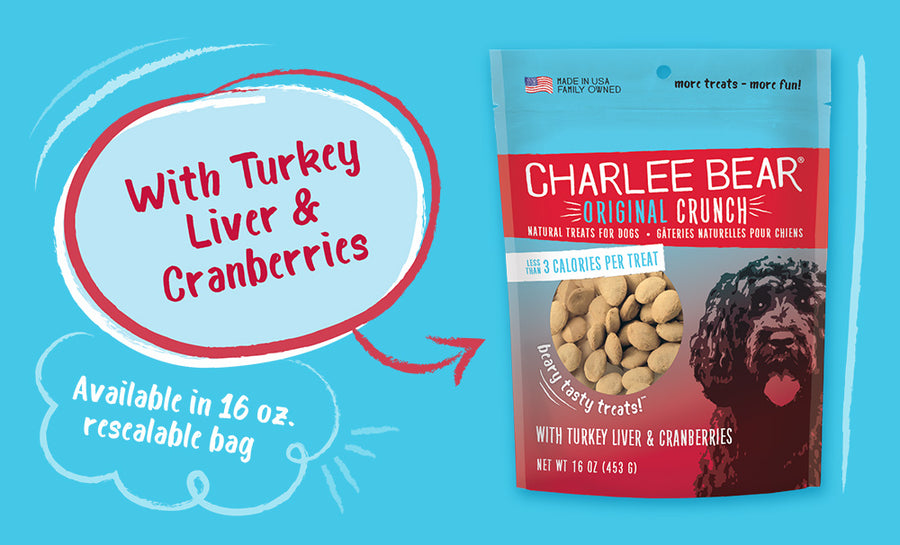 Charlee Bear Original Crunch Turkey Liver & Cranberry Flavored Dog Treats