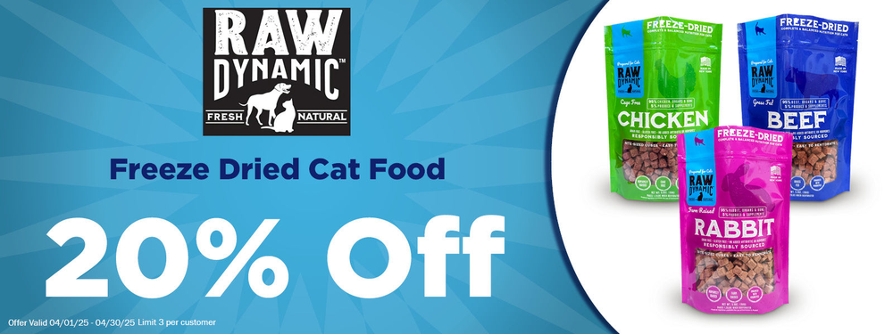 Raw Dynamic 20% Off Freeze Dried Cat Food