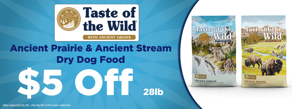 Taste of the Wild $5 Off Ancient Prairie & Stream 28lb