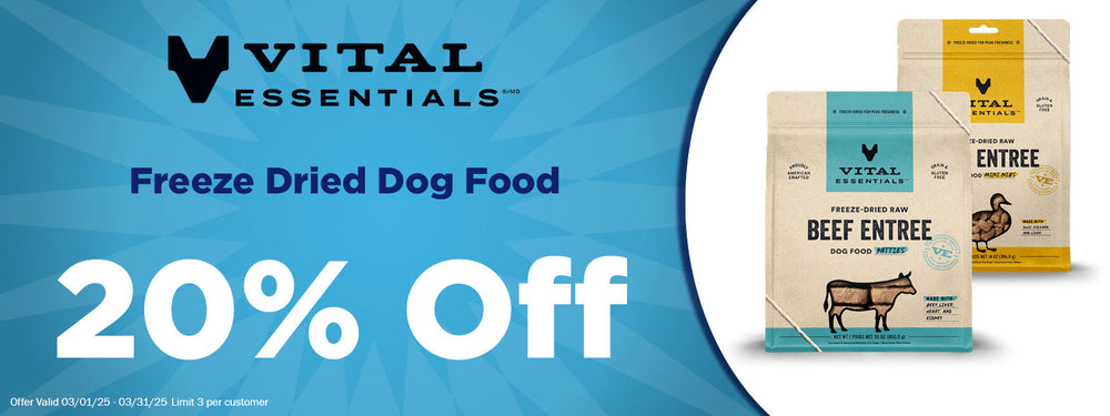 Vital Essentials 20% Off Freeze Dried Dog Food