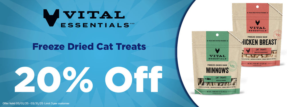 Vital Essentials 20% Off Freeze Dried Cat Treats