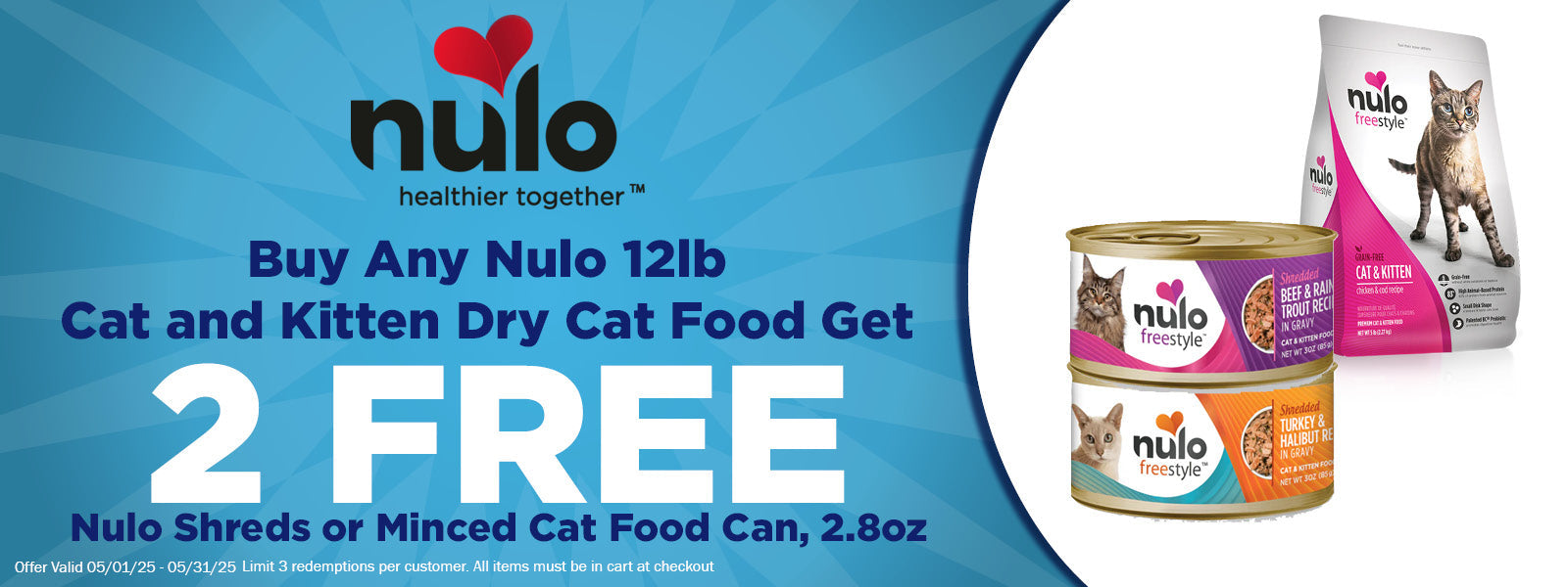 Nulo Shreds & Minced Cans Free with Nulo Cat and Kitten Dry Cat Foods