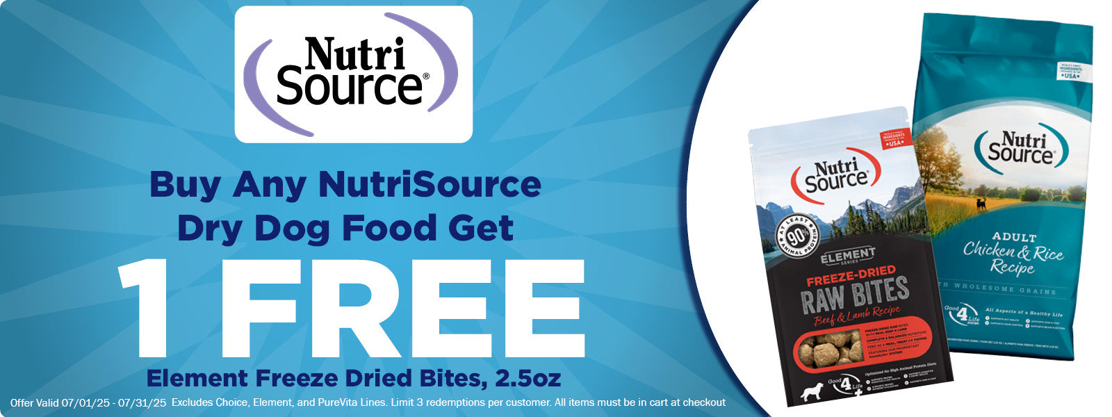 Free NutriSource Raw Bites with NutriSource Dry Dog Food Purchase