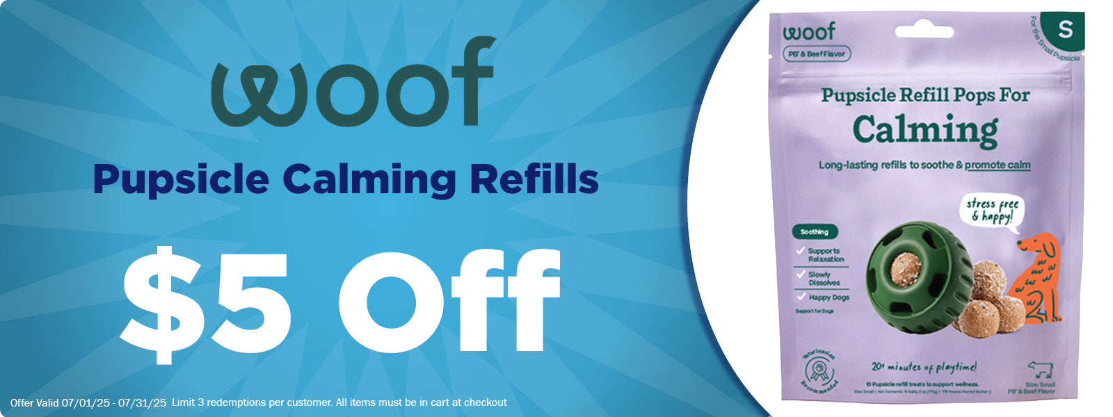 $5 Off Woof Pupscicle Pops Calming Recipe Dog Treats