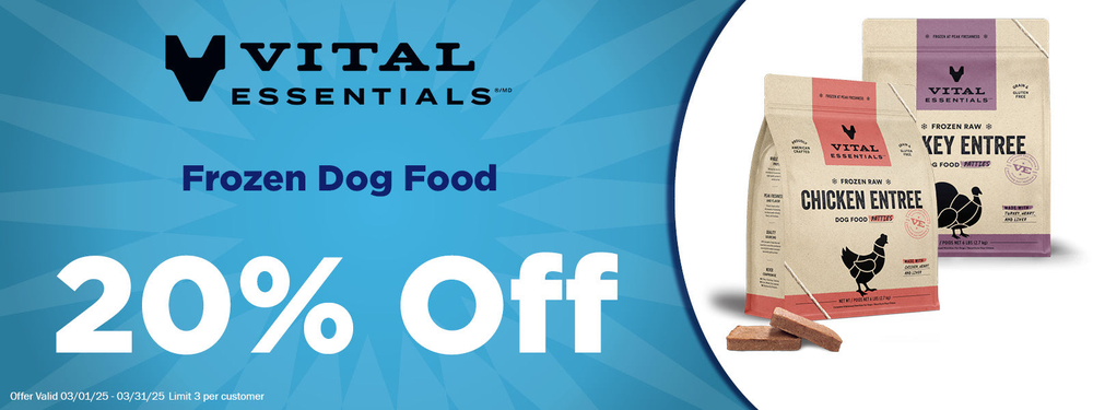 Vital Essentials Frozen Raw Dog Food 20% Off