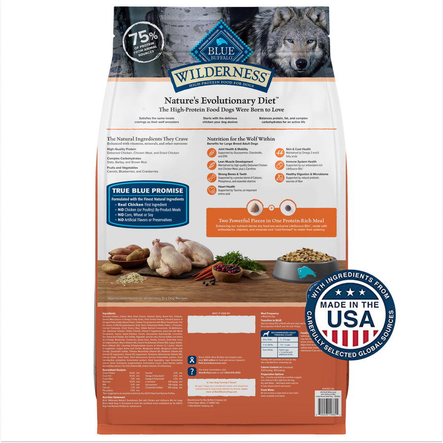 Blue Buffalo Wilderness High Protein Chicken Recipe Adult Large Breed Dry Dog Food