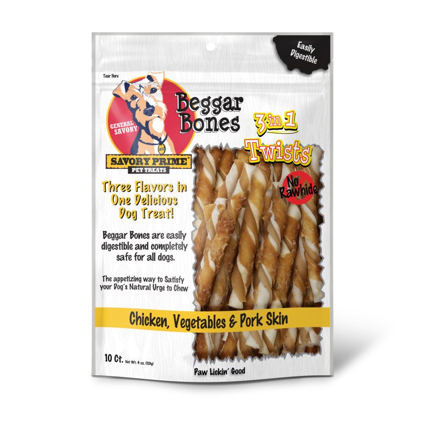 Savory Prime Beggar Bone 3-in-1 Twists Dog Treats