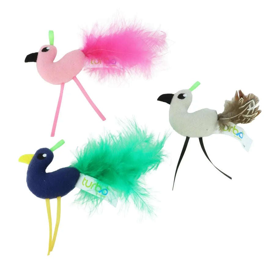 Coastal Turbo Birds with Feathers Cat Toy