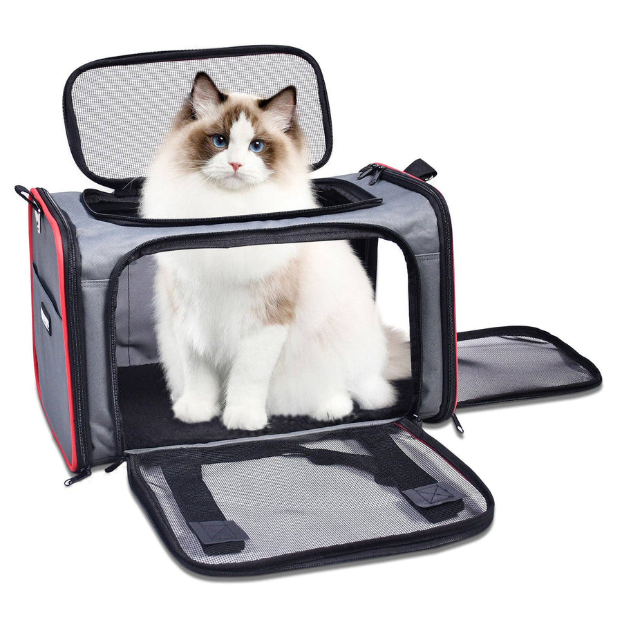 GooPaws Soft Sided Travel Carrier in Gray For Dogs and Cats