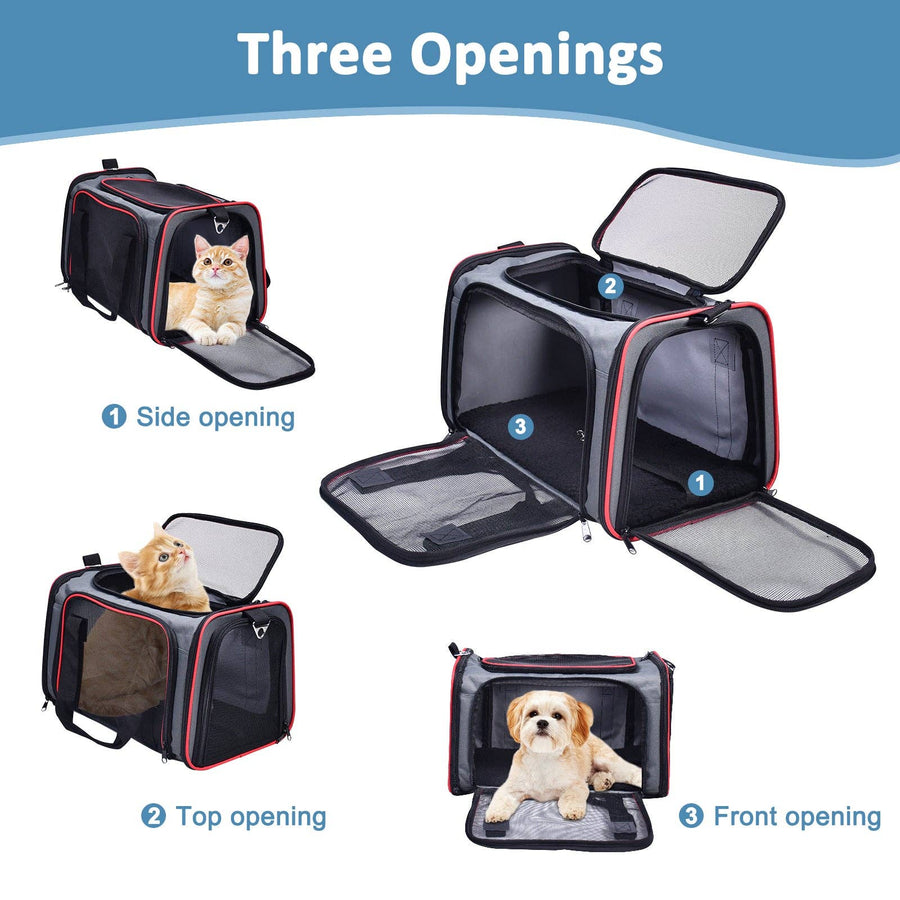 GooPaws Soft Sided Travel Carrier in Gray For Dogs and Cats