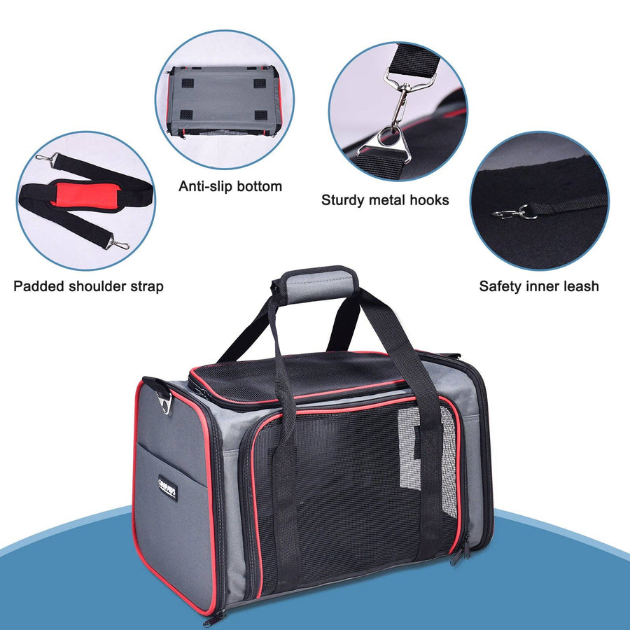 GooPaws Soft Sided Travel Carrier in Gray For Dogs and Cats