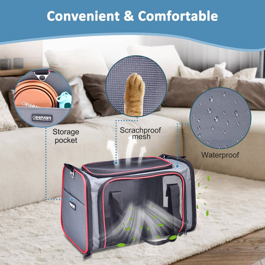 GooPaws Soft Sided Travel Carrier in Gray For Dogs and Cats