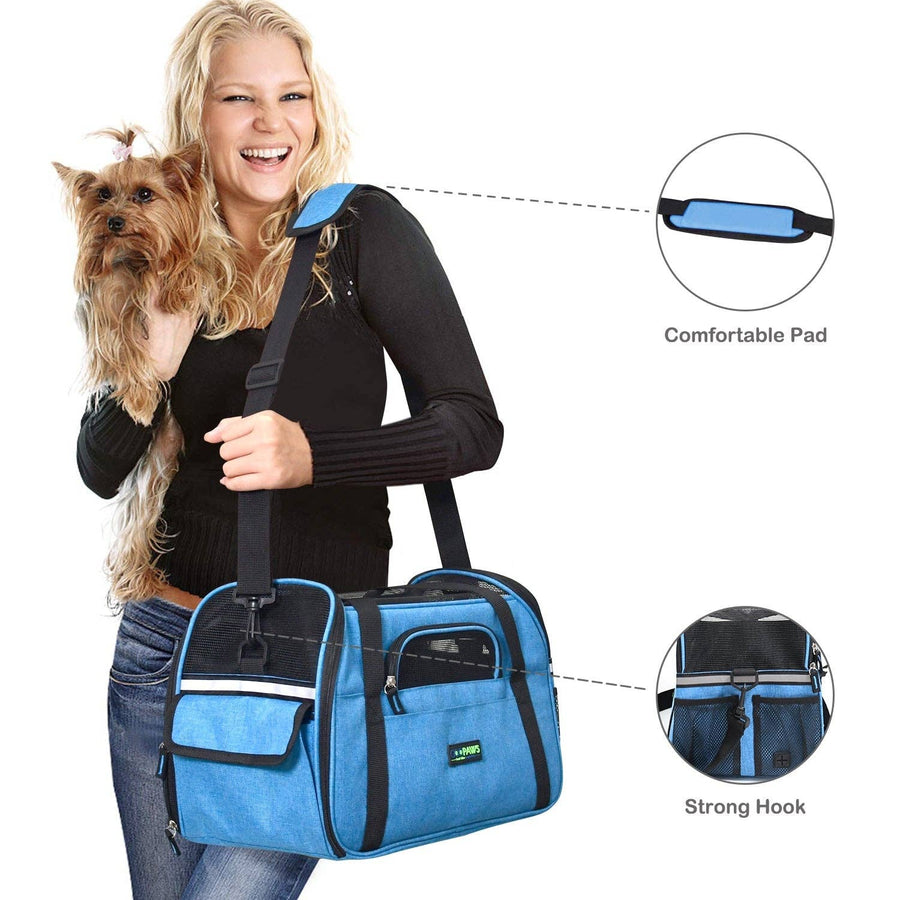 GooPaws Soft Sided Travel Carrier in Turquoise For Dogs and Cats