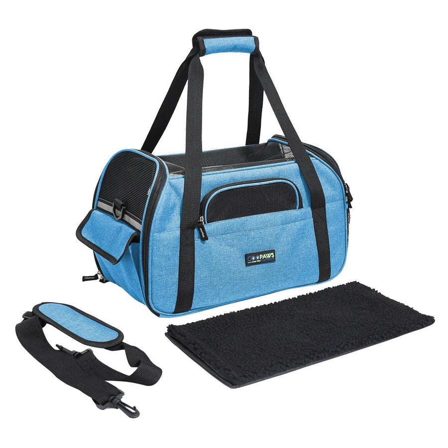 GooPaws Soft Sided Travel Carrier in Turquoise For Dogs and Cats