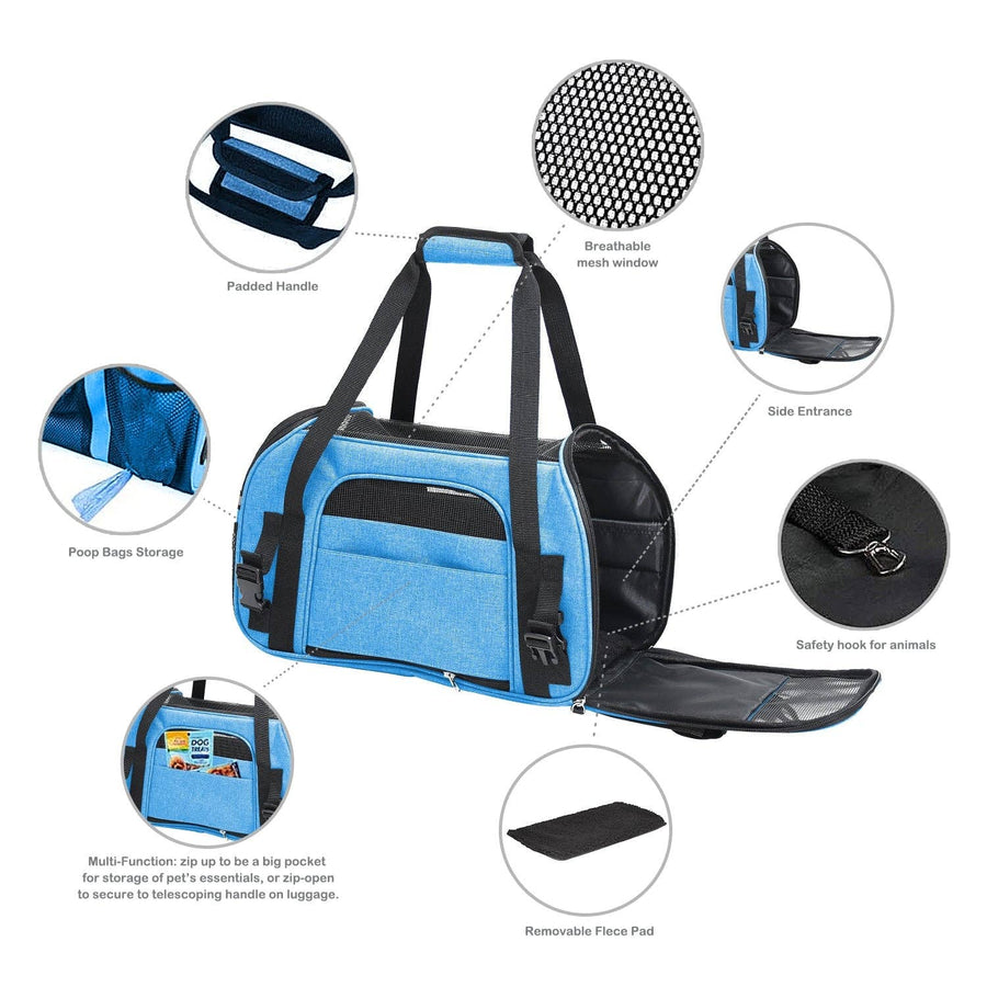 GooPaws Soft Sided Travel Carrier in Turquoise For Dogs and Cats