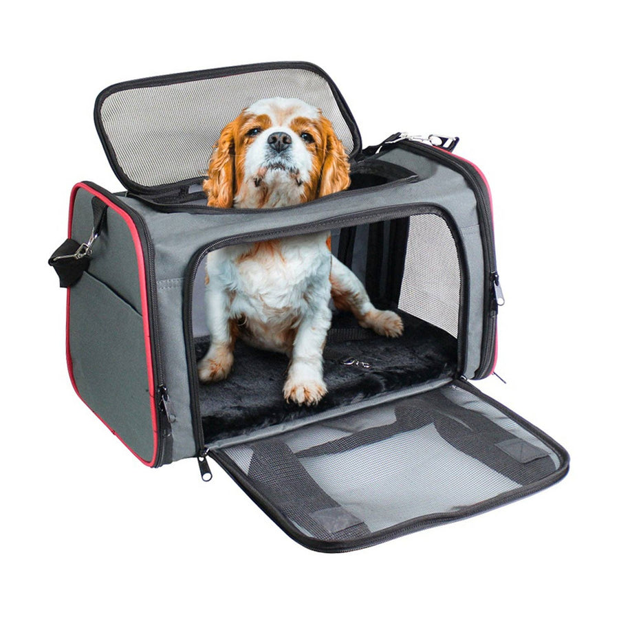 GooPaws Soft Sided Travel Carrier in Gray For Dogs and Cats