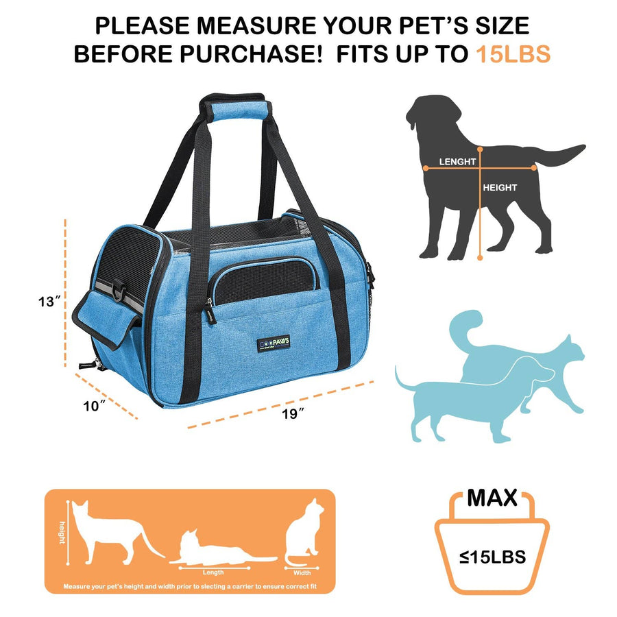 GooPaws Soft Sided Travel Carrier in Turquoise For Dogs and Cats