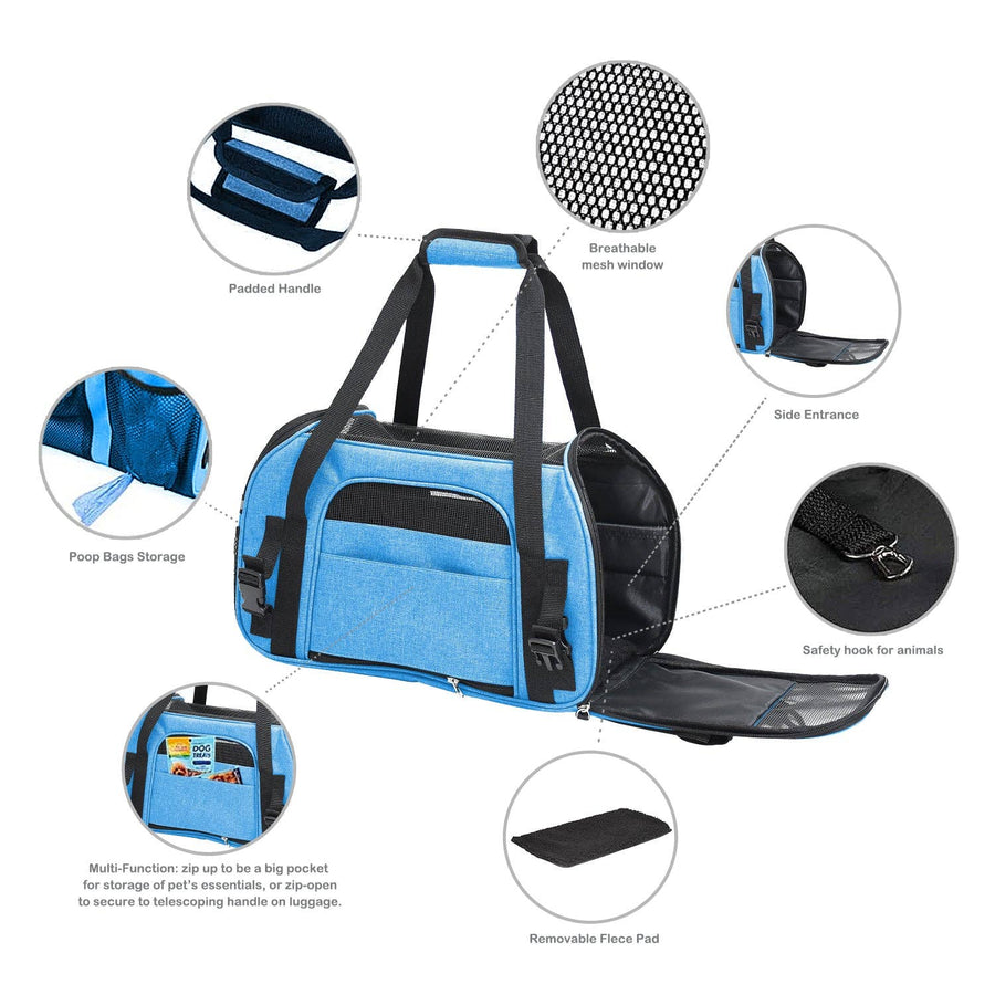 GooPaws Soft Sided Travel Carrier in Turquoise For Dogs and Cats