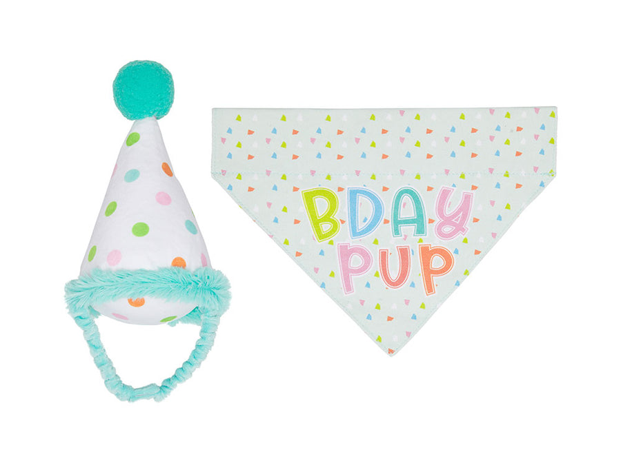 Pearhead Birthday Pup Bandana Hat Set S/M