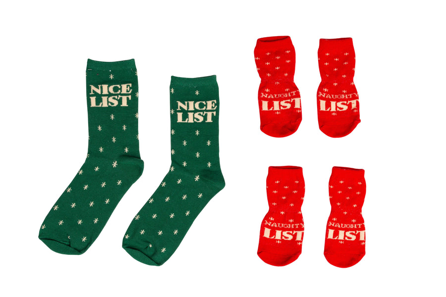 Pearhead Nice & Naughty List Human & Dog Christmas Sock Set