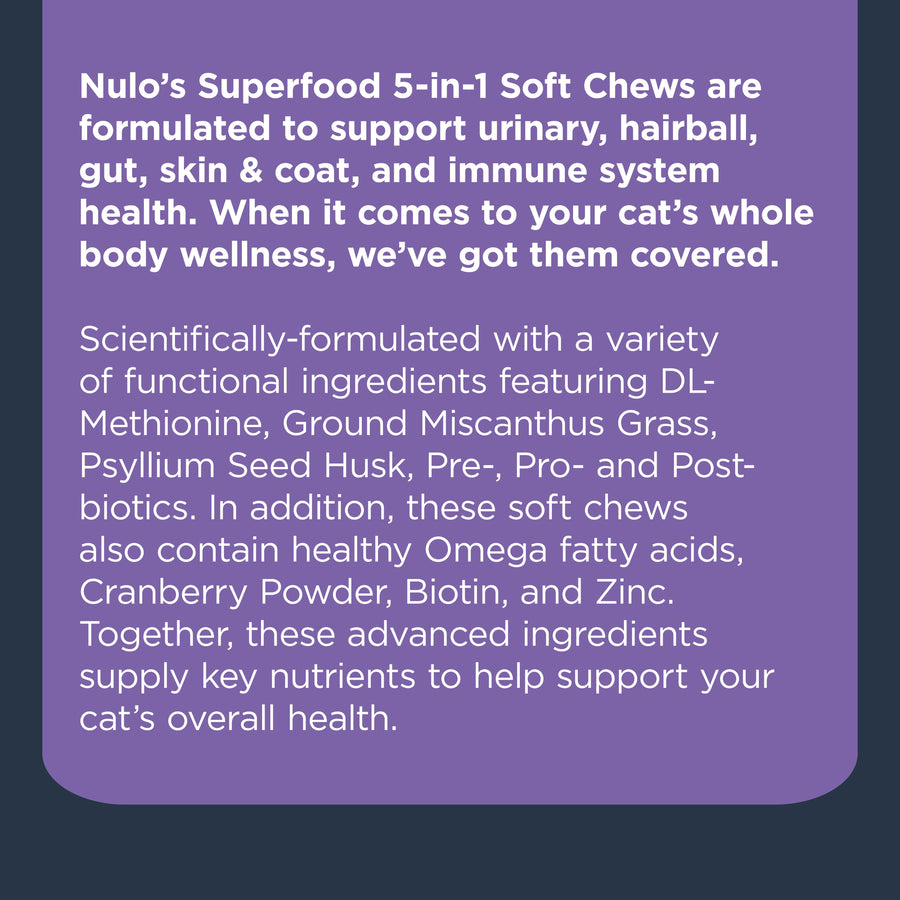 Nulo Superfood 5-in-1 Soft Chews Supplements For Cats