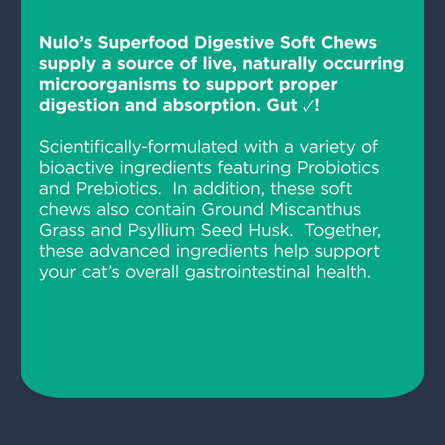 Nulo Superfood Digestive Soft Chew Supplements For Cats