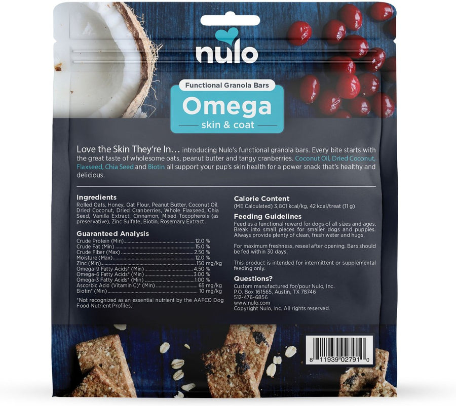 Nulo Functional Skin & Coat Coconut & Cranberries Granola Bar Dog Treats