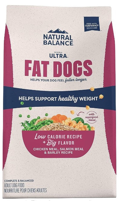 Natural Balance Ultra Fat Dogs Chicken, Salmon & Barley Dry Dog Food, 4-lb