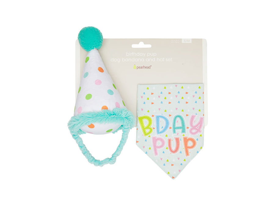 Pearhead Birthday Pup Bandana Hat Set S/M