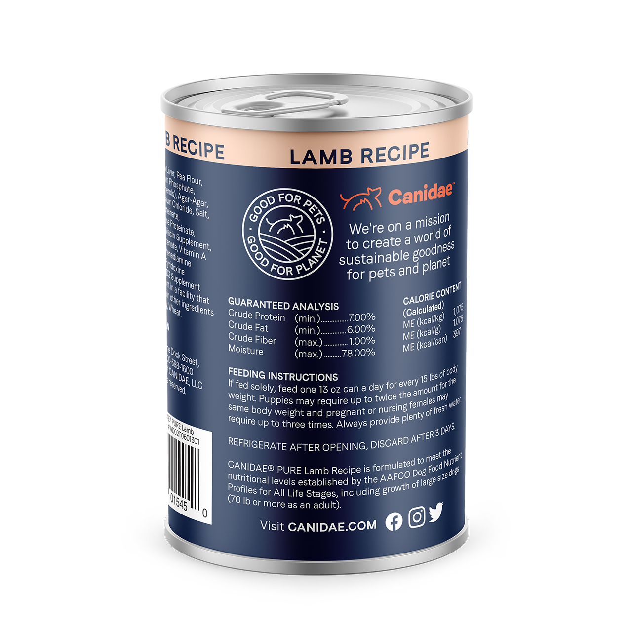 Canidae PURE Grain Free Lamb Recipe Canned Dog Food