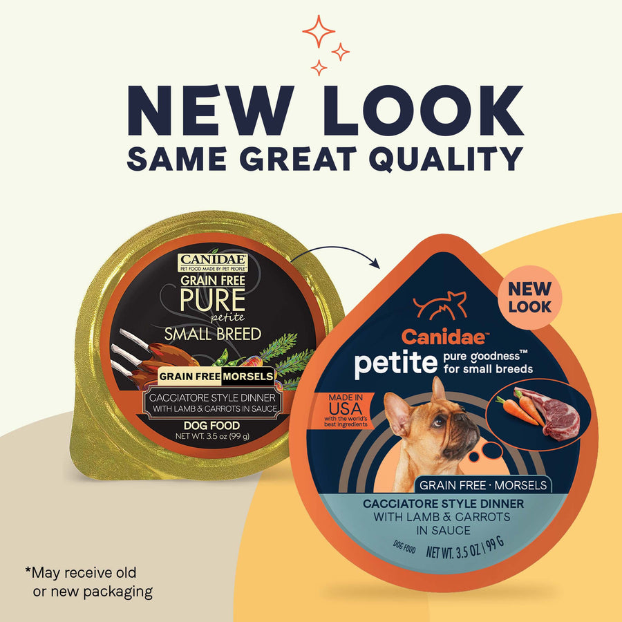 Canidae PURE Grain Free Petite Small Breed Cacciatore Style Dinner Morsels with Lamb and Carrots in Sauce Wet Dog Food